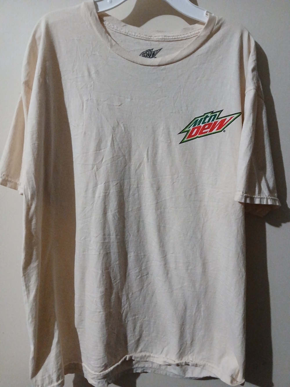 Mtn dew Cream Logo T‑Shirt — Men's Casual Tee size large